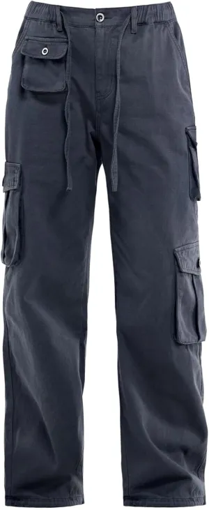 Znyeth Cargo Pants Women Cotton Wide Leg Casual Hiking Military Army Combat Work Pants with 8 Pockets